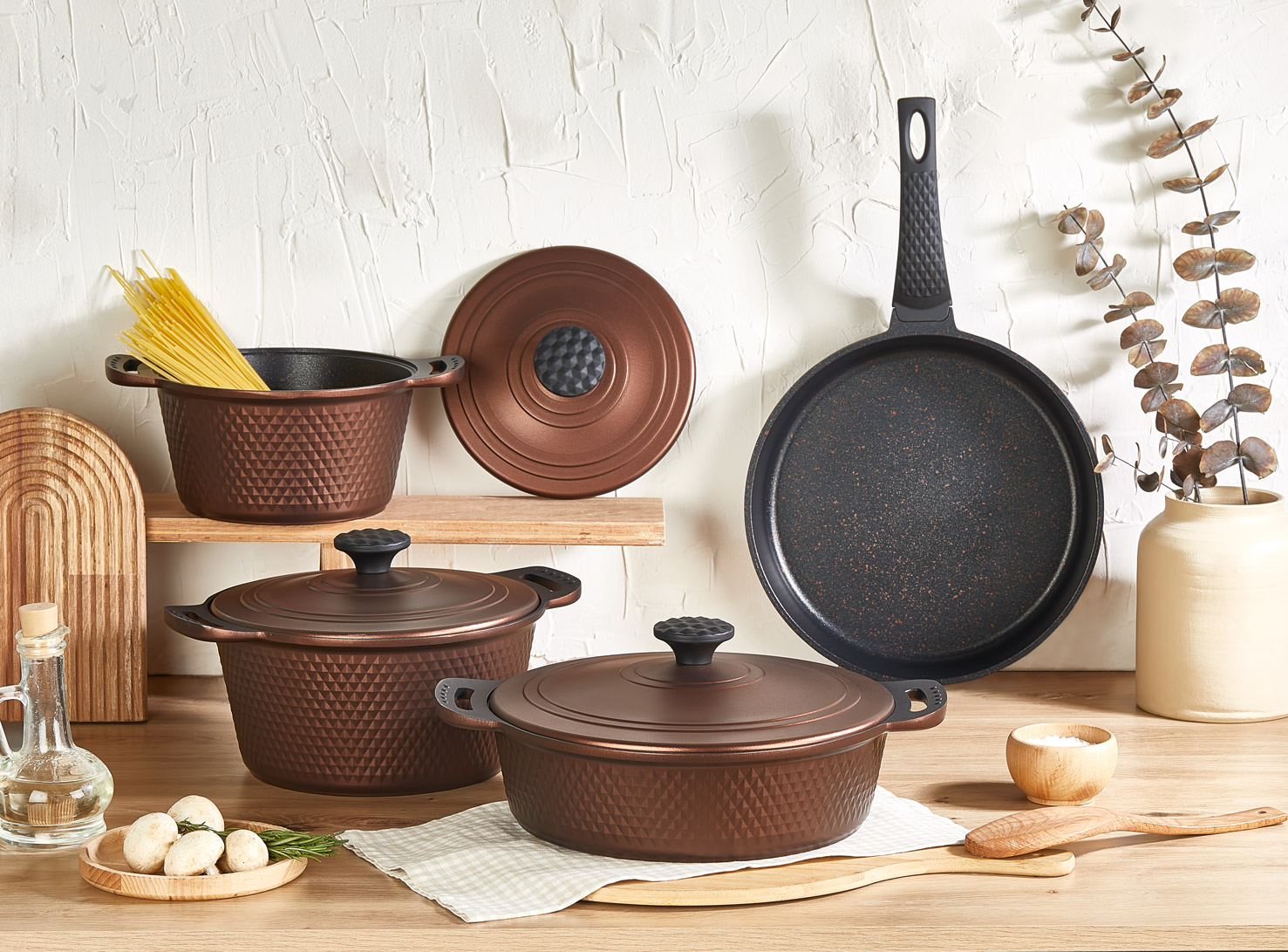 7 Parça Biogranit, Döküm, Tencere , Tava, Çeyiz Seti