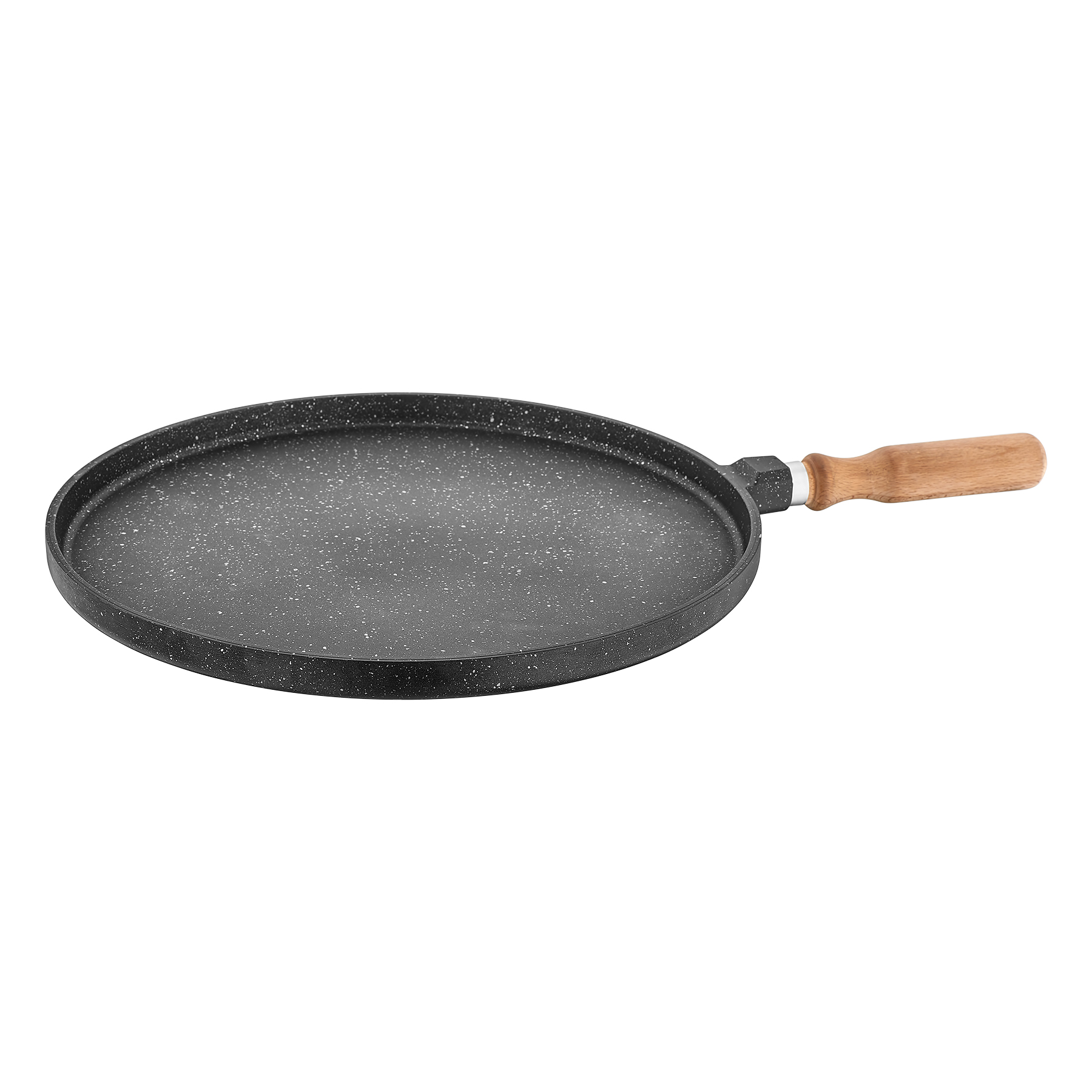 Granite Crepe Pan Bio Granit Döküm Natural Tahta Saplı Krep Tava